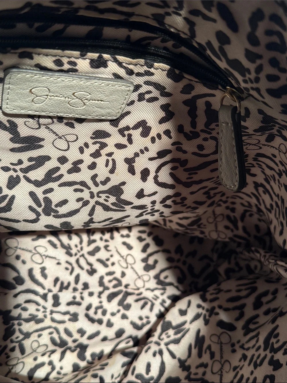 Jessica Simpson Cream Hobo Shoulder Bag with Gold Feather Charm